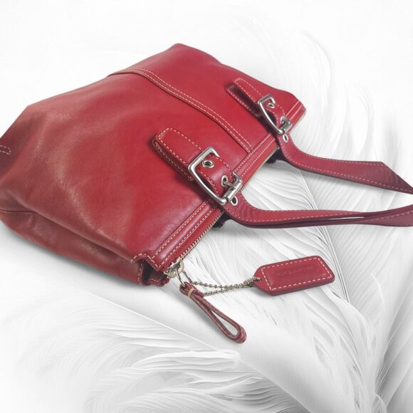 COACH Vintage Legacy Zip Satchel in cherry red. - Picture 7 of 13